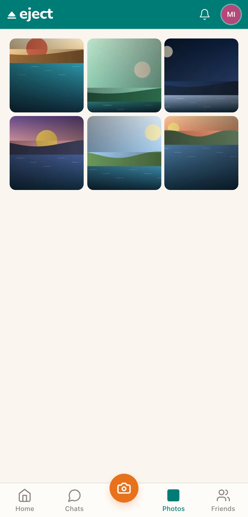 The same album on a phone: the Eject top bar above a grid of photos.